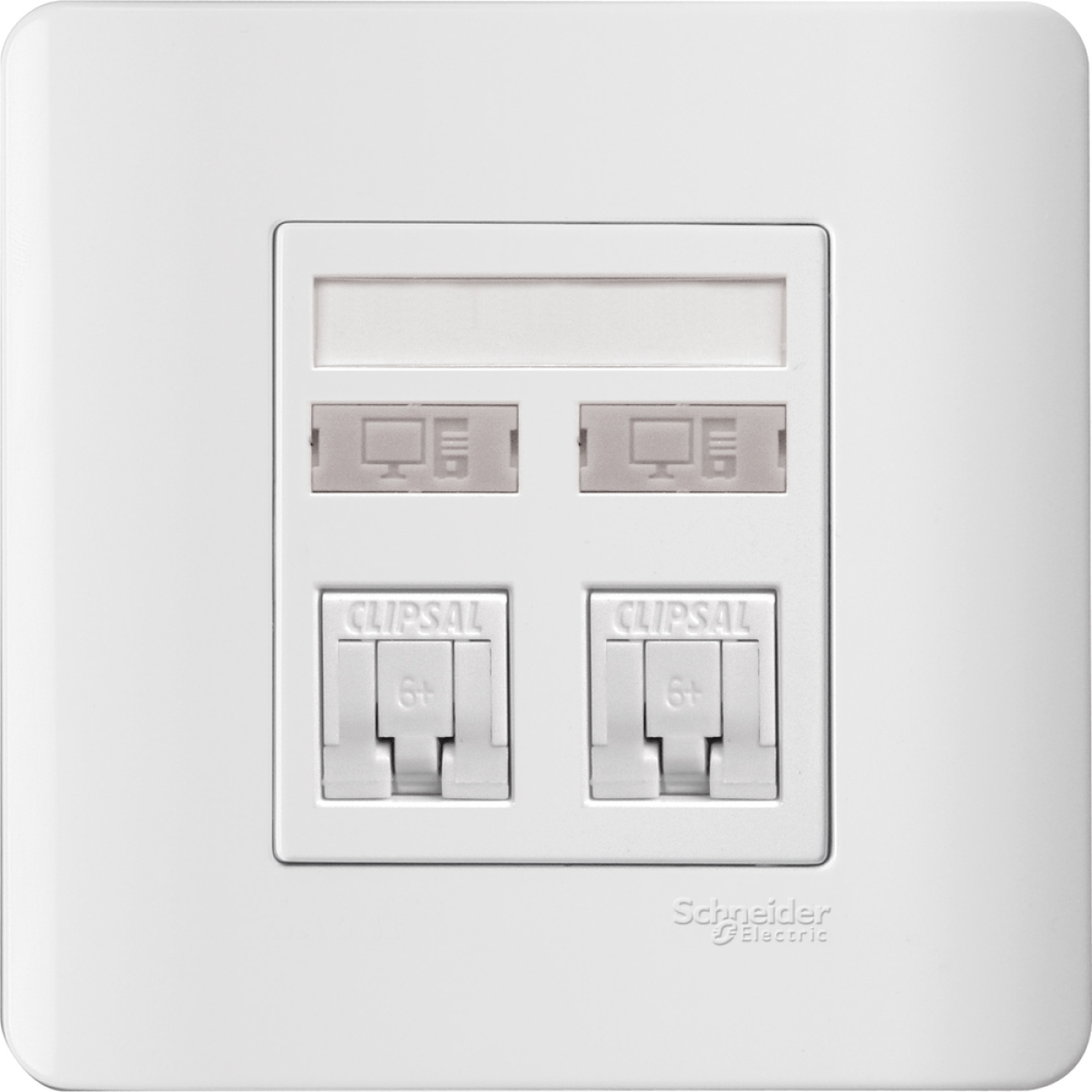 Schneider Electric 施耐德電氣 E8432RJS/6 WE_SZ Zencelo 兩位RJ45 6類數據插座 (Keystone面板/備防塵活門) (凝白)